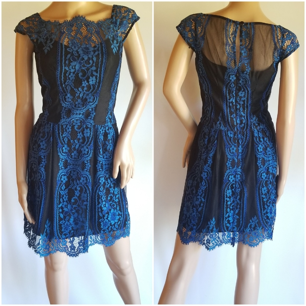 Nanette Lepore Picasso moon lace dress, cap sleeve - Picture 2 of 6